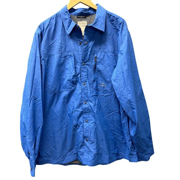 LL Bean Jacket Men XL Blue Snap Up Mesh Lining Lightweight Nylon Windbreaker - Picture 1 of 7
